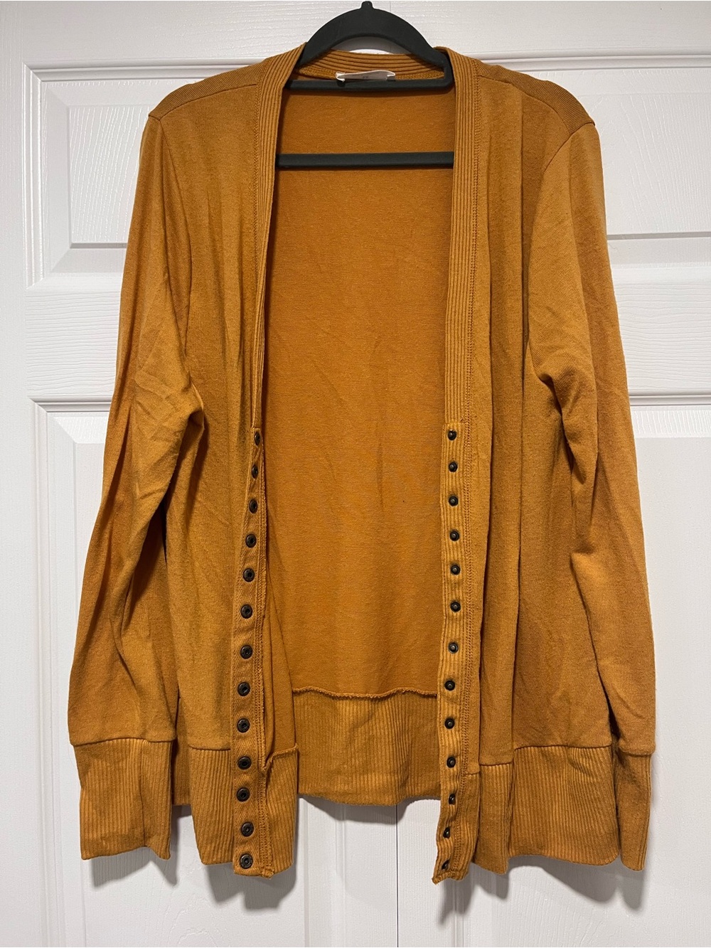 Zenana Outfitters Snap-Front V-Neck Cardigan - Mustard - Picture 2 of 4